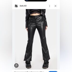 Black Faux Leather Flare Pants dolls kill rare